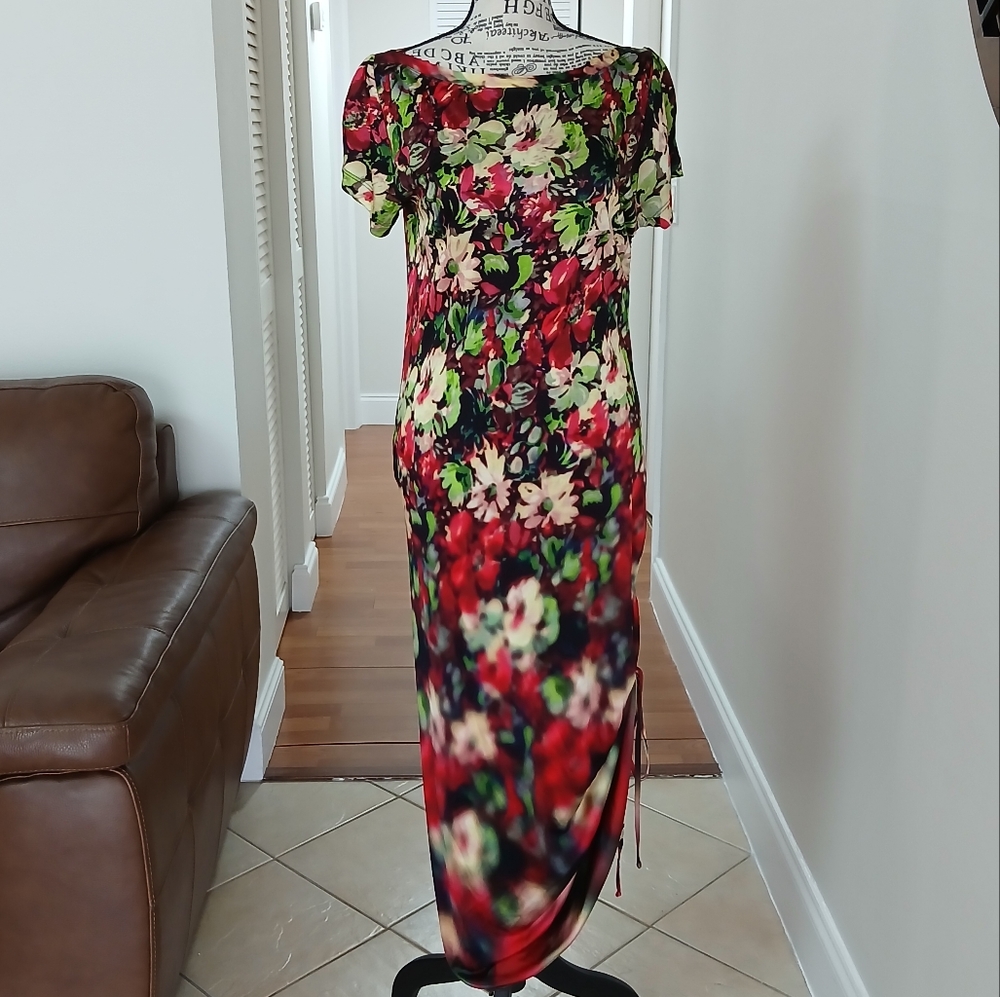 Jean Paul Gaultier Floral Print with adjustable‎ drawstring at side seam dress